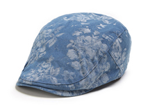 凯维帽业-蓝色全棉印花花朵女士春夏遮阳急帽EM061